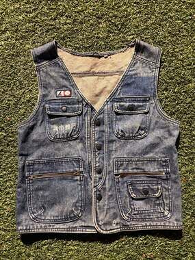 Vintage Pro-Kennex Acid Wash Denim Multi-Pocket Utility Vest